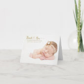 Modern Custom Pasgeboren Baby Photo Gold Heart Scr Bedankkaart (Voorkant)
