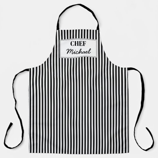 Modern Custom Personalized Chef Black Striped Schort (Voorkant)