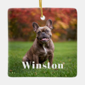 Modern Custom Pet Name Photo Holiday Keramisch Ornament (Voorkant)
