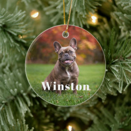 Modern Custom Pet Name Photo Holiday Keramisch Ornament