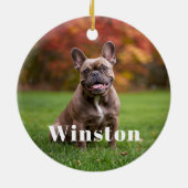 Modern Custom Pet Name Photo Holiday Keramisch Ornament (Achterkant)