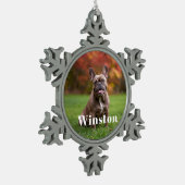 Modern Custom Pet Name Photo Holiday Tin Sneeuwvlok Ornament (Links)