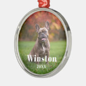 Modern Custom Pet Name Year Photo Holiday Metalen Ornament (Links)