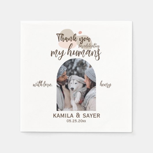 Modern Custom Pet Photo Dog Weddenschap op maat Servet (Voorkant)