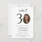 Modern Custom Photo 30th Birthday Invitation Kaart (Voorkant)