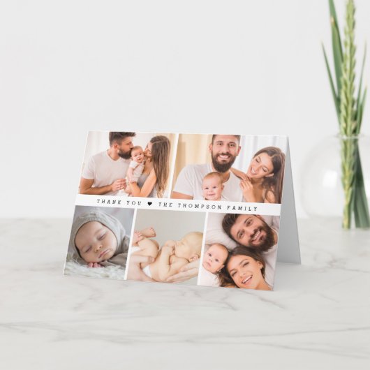 Modern Custom Photo Collage Baby shower Eenvoudig Bedankkaart (Voorkant)