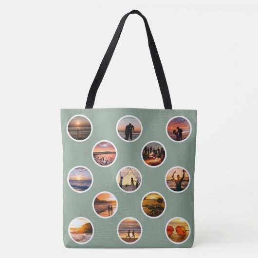 Modern Custom Photo Collage Polka Dot Canvas tas (Voorkant)