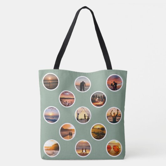 Modern Custom Photo Collage Polka Dot Canvas tas (Achterkant)