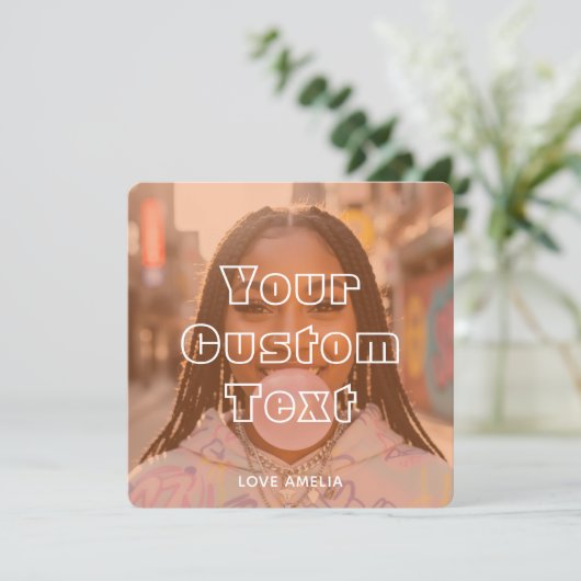 Modern Custom Photo Collage Text Cute Retro Orange Feestdagenkaart (Staand voorkant)