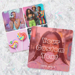 Modern Custom Photo Collage Text Cute Retro Red Feestdagenkaart