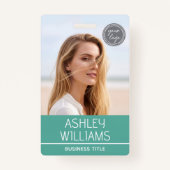 Modern Custom Photo Color Logo Employee Green Badge (Voorkant)