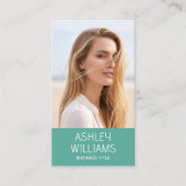 Modern Custom Photo Color QR Code Elegant Green Visitekaartje (Voorkant)