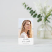 Modern Custom Photo Color QR Code Elegant White Visitekaartje (Staand voorkant)