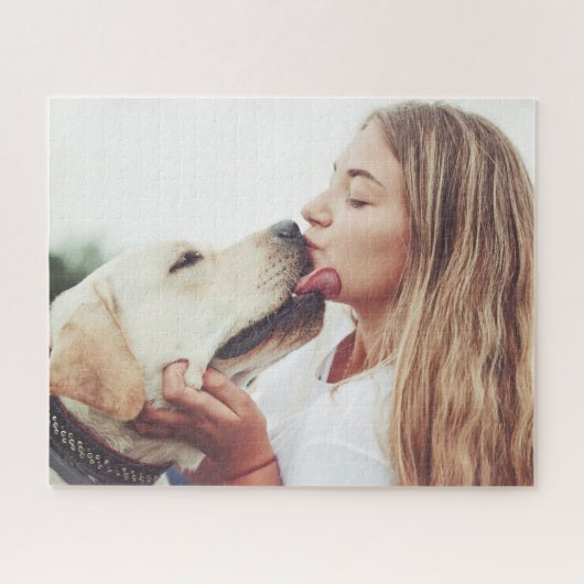 Modern Custom Photo Dog Kisses Legpuzzel (Horizontaal)