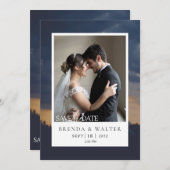 Modern Custom Photo Elegant Script Wedding Kaart (Voorkant / Achterkant)