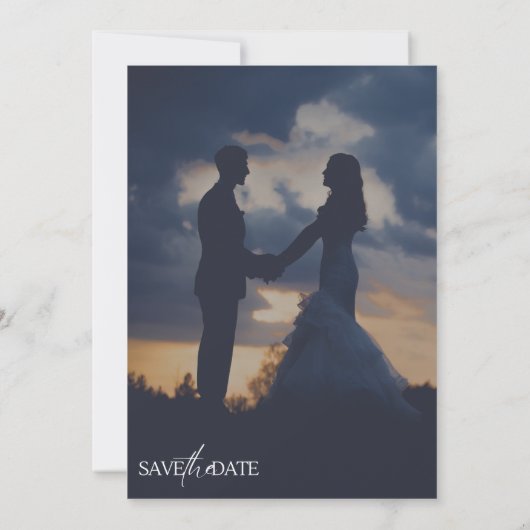 Modern Custom Photo Elegant Script Wedding  Kaart (Achterkant)