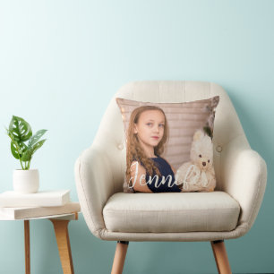 Modern Custom Photo Name Sierkussen