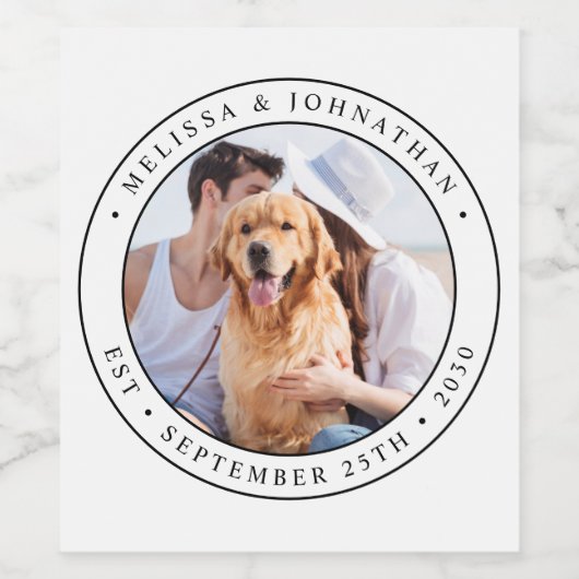 Modern Custom Photo Pas getrouwd Wedding Wijn Etiket (Enkel label)