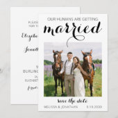 Modern Custom Photo Pet Equestrian Wedding Save The Date (Voorkant / Achterkant)
