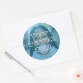 Modern Custom Photo Text Retro Blue Ronde Sticker (Envelop)