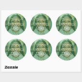 Modern Custom Photo Text Retro Green Ronde Sticker (Vel)