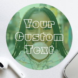 Modern Custom Photo Text Retro Green Ronde Sticker