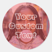 Modern Custom Photo Text Retro Red Ronde Sticker (Voorkant)