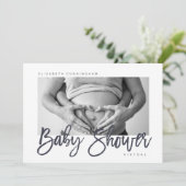 Modern Custom Photo Virtual Baby shower Kaart (Staand voorkant)