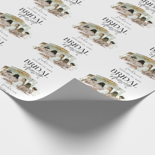 Modern Custom Photo Vrijgezellenfeest Wit Cadeaupapier (Hoek)