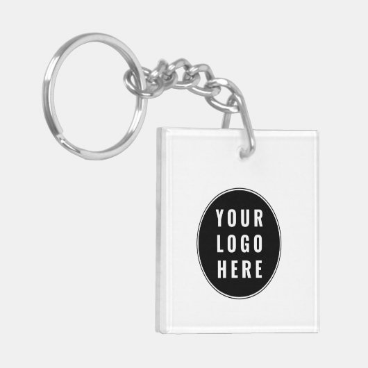 Modern Custom QR Code Minimalist Business Logo Sleutelhanger (Voorkant Links)