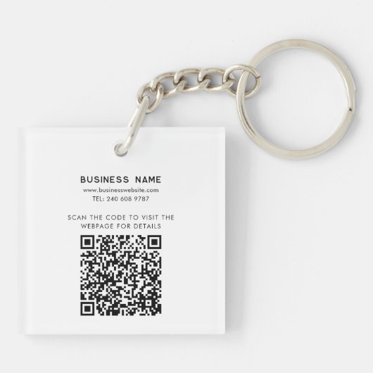 Modern Custom QR Code Minimalist Business Logo Sleutelhanger (Achterkant)
