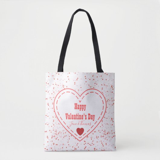 Modern Custom Red Heart Happy Valentine Day Tote Bag (Voorkant)