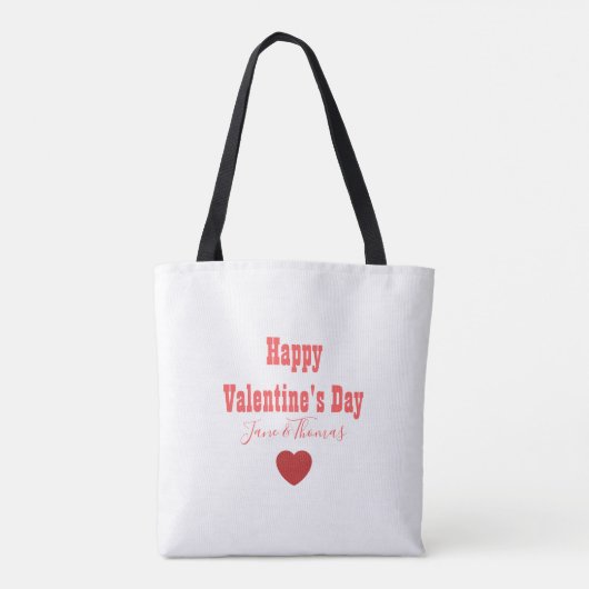 Modern Custom Red Heart Happy Valentine Day Tote Bag (Achterkant)