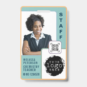Modern Custom School Teacher Photo Name Kaart Badge