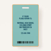 Modern Custom School Teacher Photo Name Kaart Badge (Achterkant)