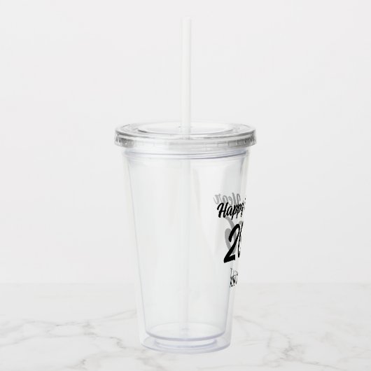 Modern Custom Script 2026 Happy New Year Acryl Drinkbeker (Rechts)