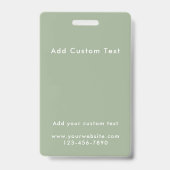 Modern Custom Script Sage Green Photo ID Name Badge (Achterkant)