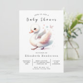 Modern Custom Swan Baby shower Kaart (Staand voorkant)