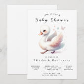 Modern Custom Swan Baby shower Kaart (Voorkant / Achterkant)