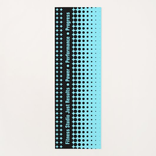 Modern Custom Text Electric-Blue & Black Half Tone Yogamat (Voorkant)