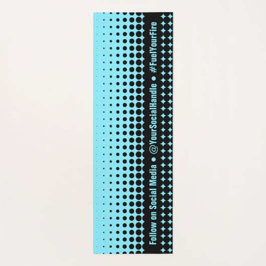 Modern Custom Text Electric-Blue & Black Half Tone Yogamat (Achterkant)