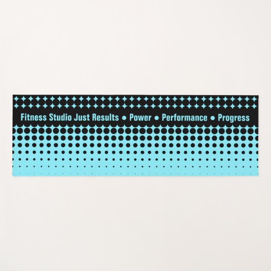 Modern Custom Text Electric-Blue & Black Half Tone Yogamat (Voorkant (horizontaal))