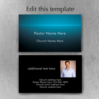 Modern Custom Text With Photo Church Pastor Visitekaartje