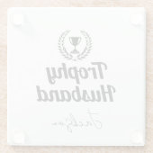 Modern Custom Trophy Echtgenoot Naam Zwart Glazen Onderzetter (Achterkant)