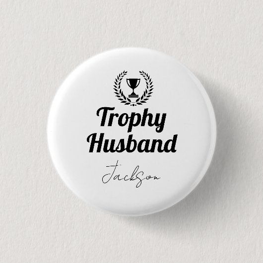 Modern Custom Trophy Echtgenoot Naam Zwart Ronde Button 3,2 Cm (Voorkant)