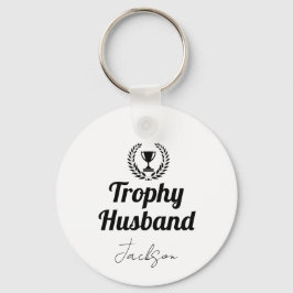 Modern Custom Trophy Echtgenoot Naam Zwart Sleutelhanger