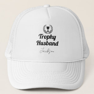 Modern Custom Trophy Echtgenoot Naam Zwart Trucker Pet