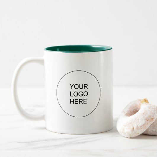 Modern Custom Upload Your Company Logo Green White Tweekleurige Koffiemok (Met donut)