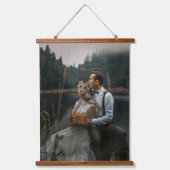 Modern Custom Wedding 2 Photos Family Afbeelding Hangend Wandkleed (Voorkant)