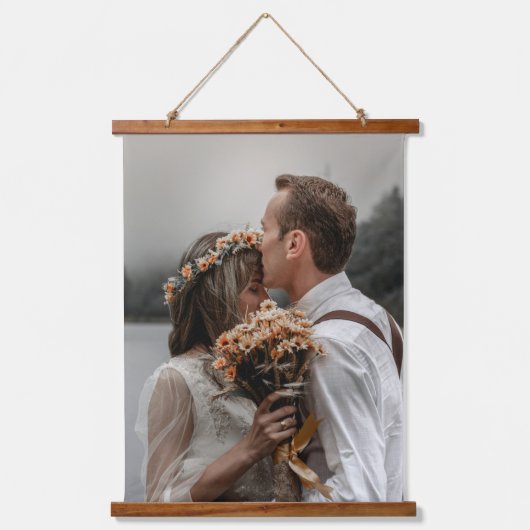 Modern Custom Wedding Photo Family Afbeelding Hangend Wandkleed (Voorkant)